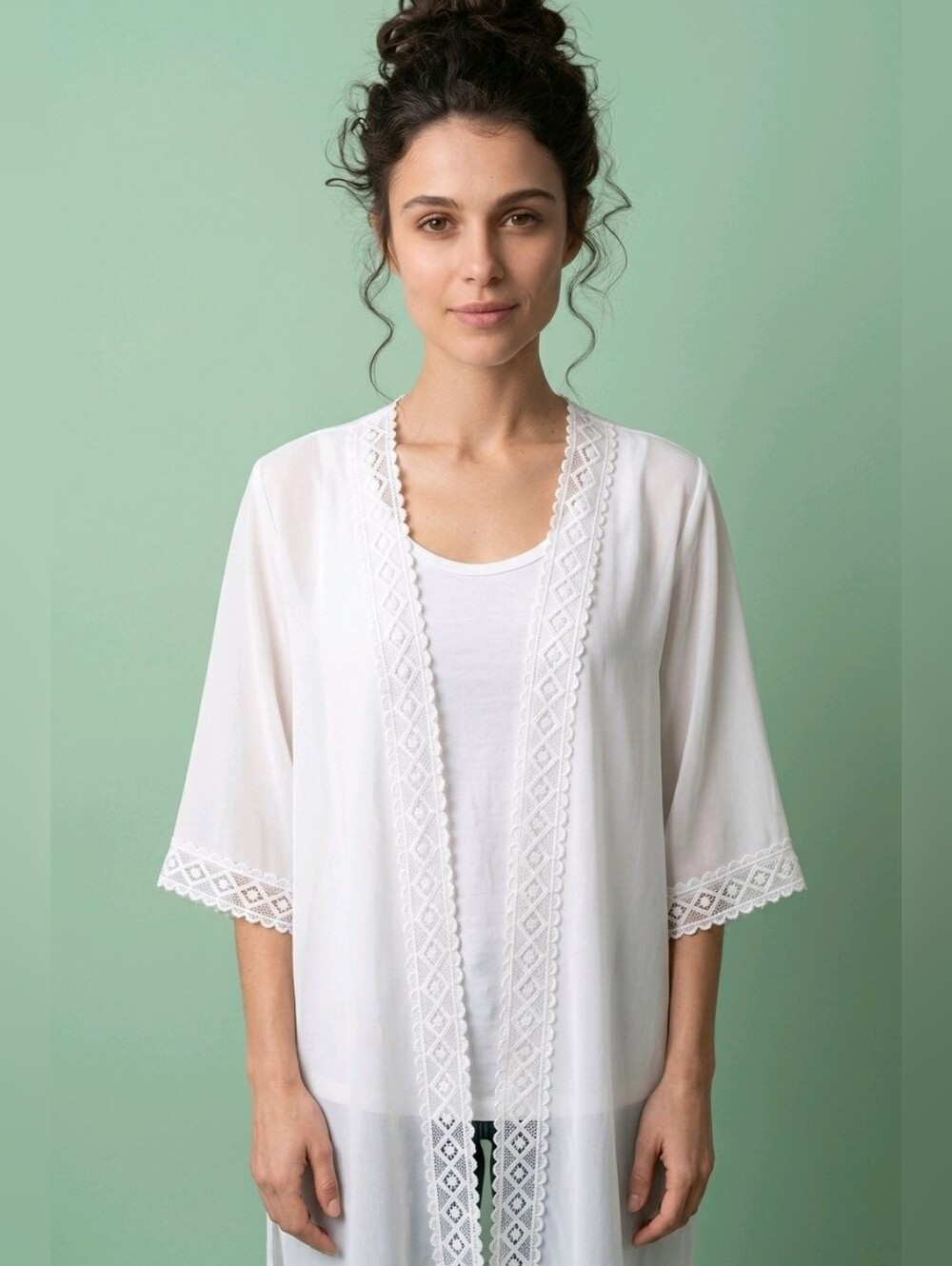 EoMENIE Elegant White Lace Trim Komono